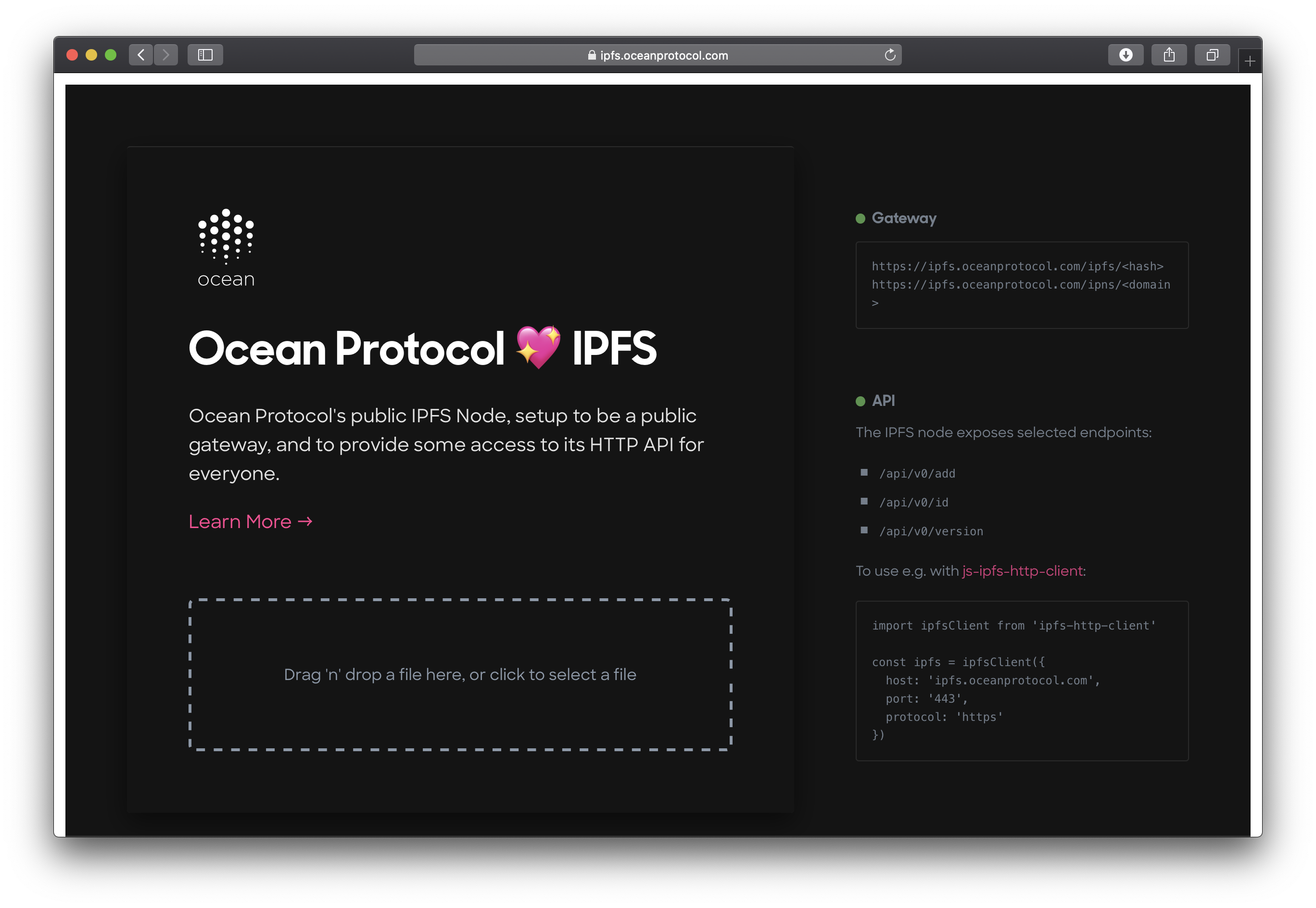 Frontpage for ipfs.oceanprotocol.com