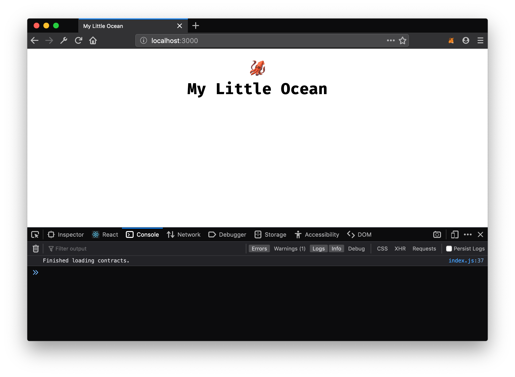 Initial React App with Ocean initiated