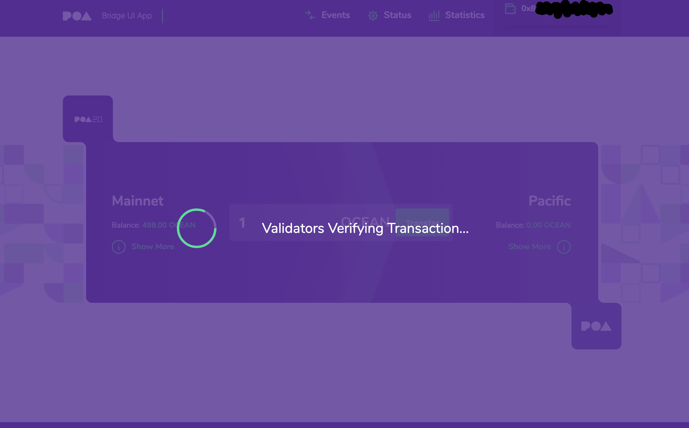 Another status update: Validators Verifying Transaction…