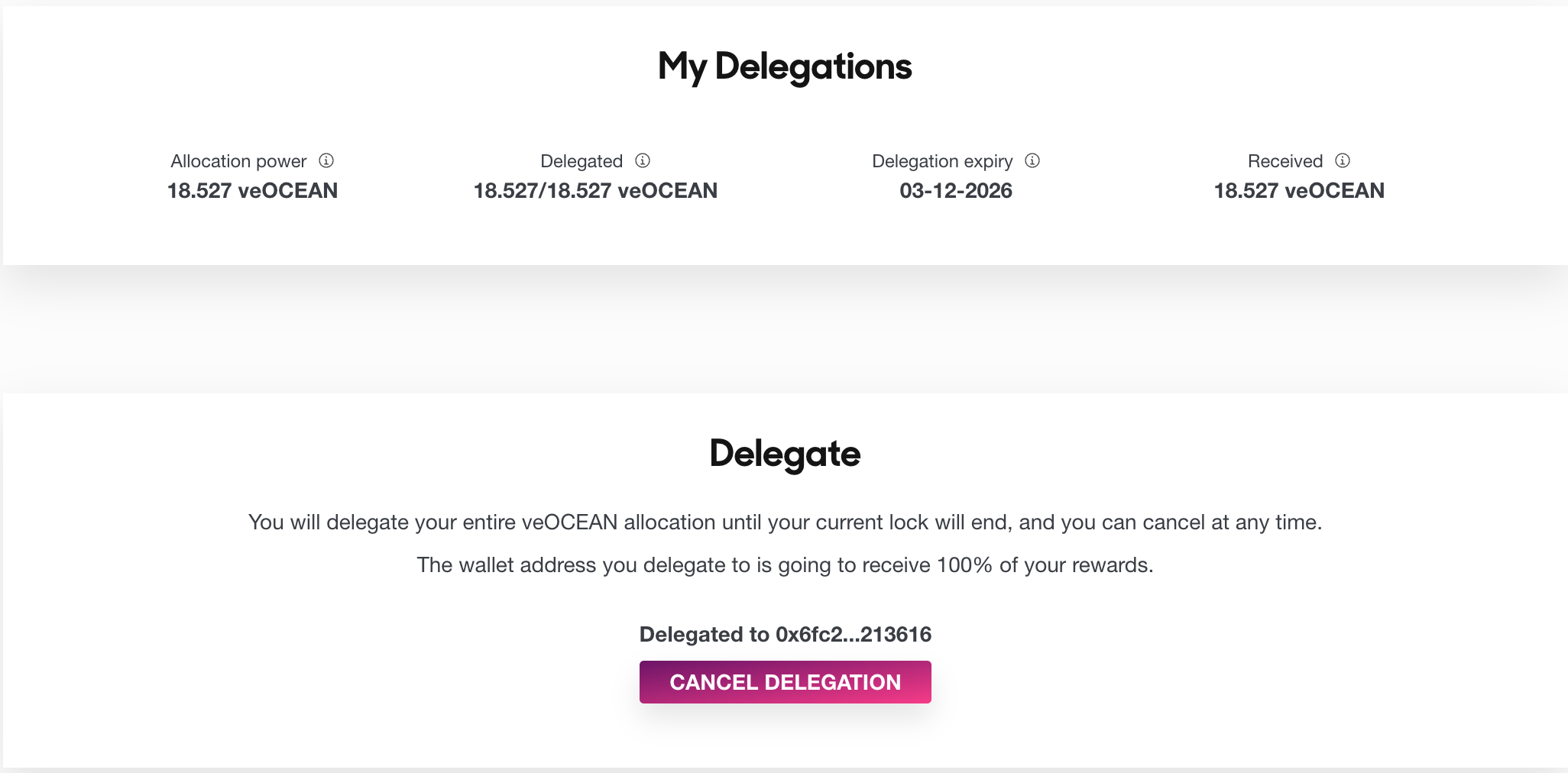 veOcean Delegation