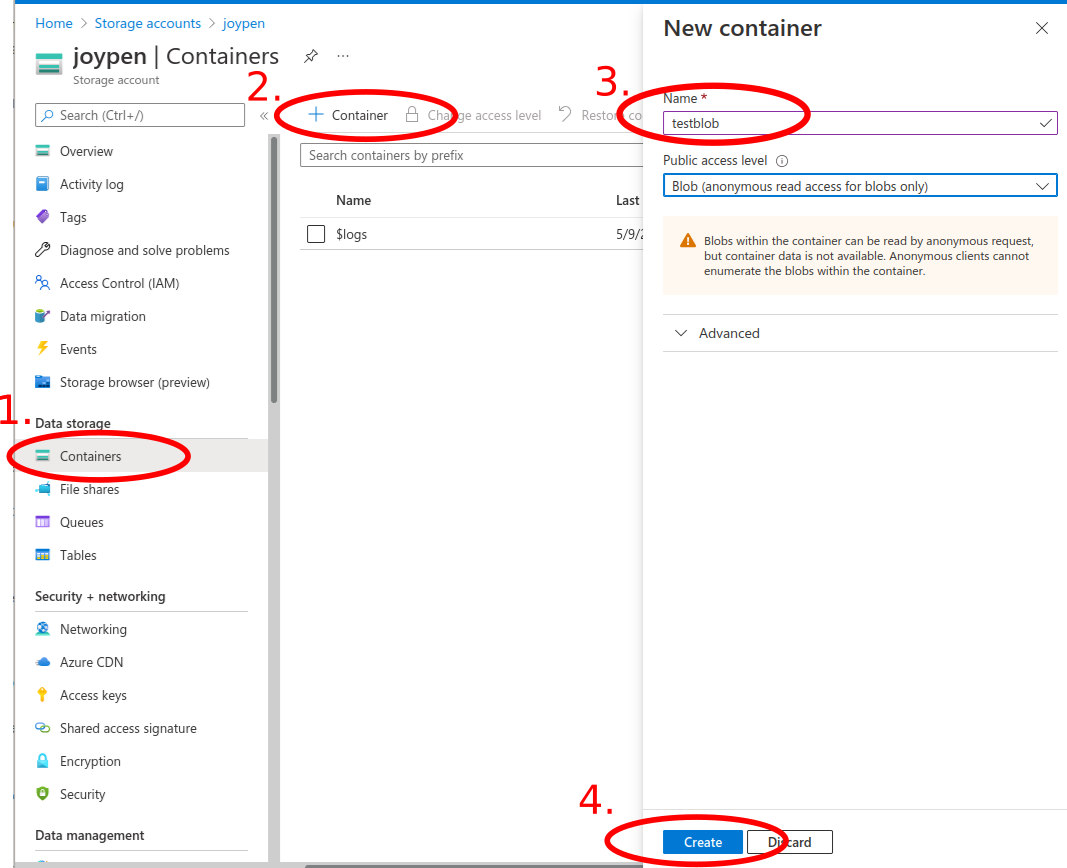 Create a blob container